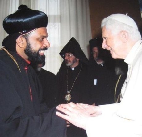 Pope Benedict and Malabar Syrian Bishop at the Vatican : Benedict denied St. Thomas had visited South India. Pope Benedict and Malabar Syrian Bishop