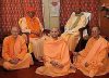 RKM Swamis Ranganathananda and Sarvagatananda with Atma Jyoti Ashram&nbsp;priests_1
