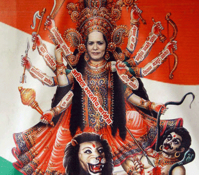 Sonia Gandhi as Goddess Durga.
