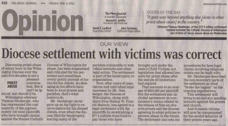 Willmington Diocese Settlement  (CLICK IMAGE TO ENLARGE)