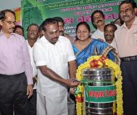 Mylapore MLA R. Rajalakshmi, Secretary HR & CE M. Rajaram (second from left) and HR & CE Commissioner M. Kalaivanan (right).