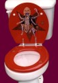 Goddess Kali image on toilet seat.