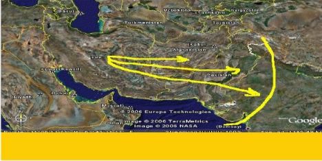 Nuclear fallout travels east to India.