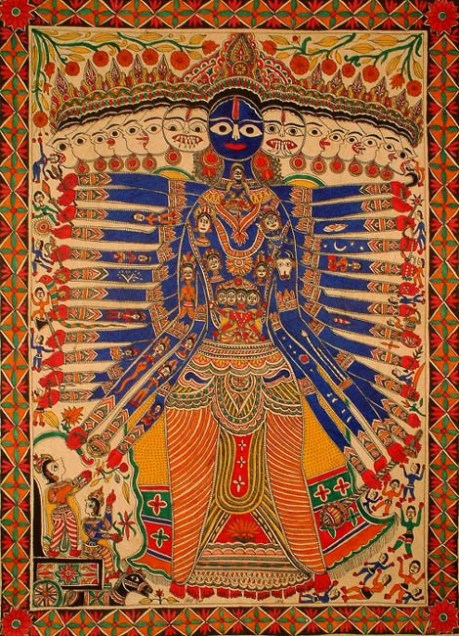 Sri Krishna Vishwarupa : Madhubani painting. Sri Krishna Vishwarupa: Madhubani painting.