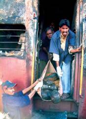 Burned bodies of Hindu pilgrims
