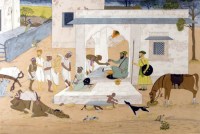 Hindus forced to pay the jizya to the Mughal emperor's taxman