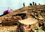 Temporary Ram temple on the Babri Masjid site after the demolition.