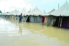 Kumbh Mela township flooded by heavy rains