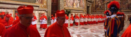 Cardinals in conclave in the Sistine Chapel Cardinals in conclave in the Sistine Chapel