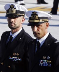 Italian marines Latorre and Girone arrive at Ciampino airport in Rome