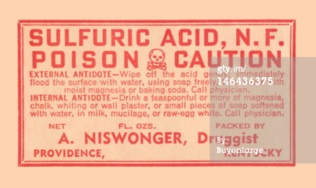 Sulfuric acid warning-label