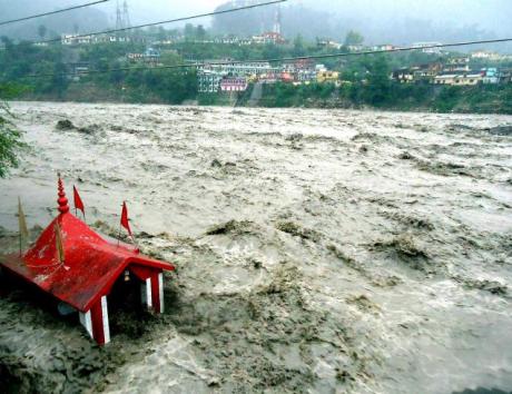 Ganga in spate at Uttarkashi
