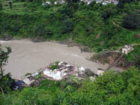 Dhari Devi Temple in the Alaknanda River