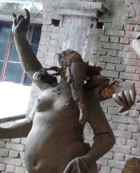 Ganapathy image destroyed by Muslim miscreants during Durga Puja preparations.