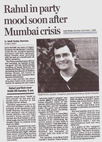 Congress secretary Rahul Gandhi partied after Mumbai attack in 2008. CLICK IMAGE TO ENLARGE