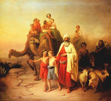 Abraham with sons Ishmael and Isaac. Abraham with sons Ishmael and Isaac.
