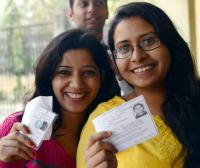 Two first-time voters in New Delhi