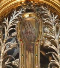 Francis Xavier's mummified hand kept in Il Gesù Cathedral, Rome
