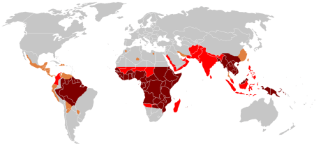 Malaria distribution in the world