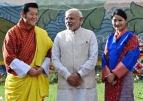Narendra Modi with Bhutans king and queen