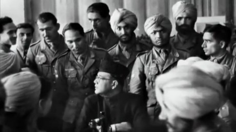 Subash Chandra Bose with the Indian National Army