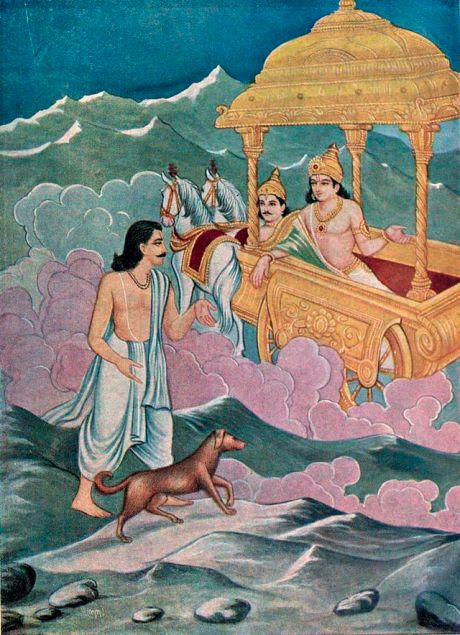 Yudhisthira with the dog Dharma