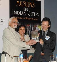 The Vice President, Shri Mohd. Hamid Ansari, releasing the book entitled “Muslims in Indian Cities”, edited by Laurent Gayer and Christophe Jaffrelot, in New Delhi on September 10, 2012.