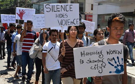 Indian students participate in a silent march urging the Indian government to lift the ban on the documentary film 'India's Daughter', in Bangalore on March 13, 2015. The students appealed to the government that banning the documentary by film maker Leslee Udwin was not justified as it throws light on the mindset of a sector of people which blame women for everything including rape.  AFP PHOTO / Manjunath KIRANManjunath Kiran/AFP/Getty Images