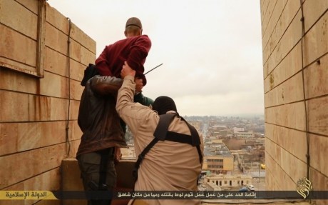 IS about to throw gay man off high building in Mosul