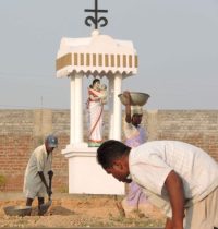 Mother Mary in tribal uniform in Singhpur Catholic Church at Ranchi