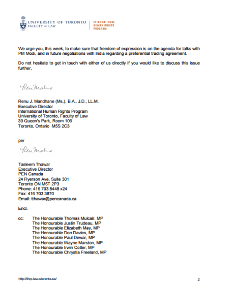 UT IHRP Renu Mandhane's letter to PM Harper - 2 UT IHRP Letter to PM Harper - 2