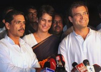 Robert Vadra, Priyanka Gandhi Vadra and Rahul Gandhi