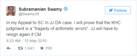Swamy's Tweet