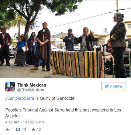 Junípero Serra protest on Twitter