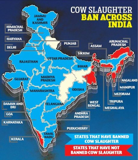 India Cow Slaughter Ban Map India Cow Slaughter Ban Map
