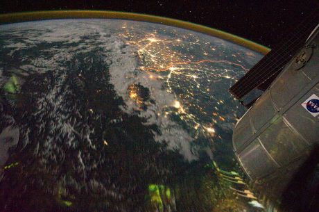 Indo-Pak borderlands at night by NASA