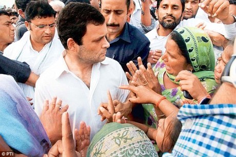 Rahul Gandhi at Sunped village in Haryana