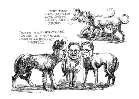 CPI(M) held in contempt by Court for barking about Court's condemnation of the Nandigram police firing (2007). CPI (M)