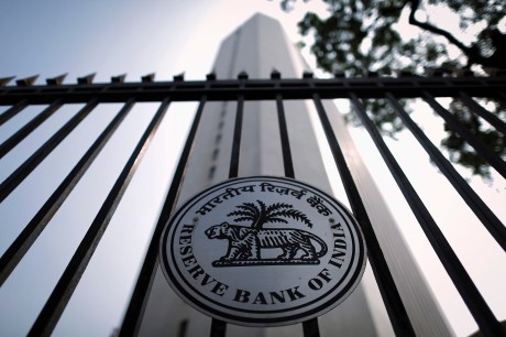 Reserve Bank of India headquarters in Mumbai Reserve Bank of India seal on a gate outside the RBI headquarters in Mumbai