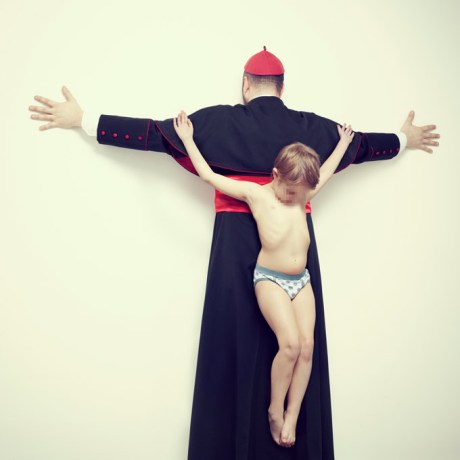 Boy crucified on cardinal