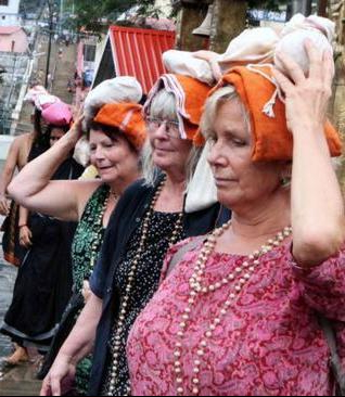 Elderly Swedish women pilgrims to Sabarimala