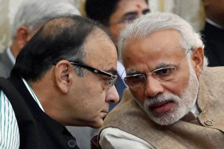 Prime Minister Narendra Modi with Finance Minister Arun Jaitley during an all-party meeting convened by Vice President and Rajya Sabha Chairman Hamid Ansari ahead of the budget session at Parliament House in New Delhi (February 2016). Prime Minister Narendra Modi with Finance Minister Arun Jaitley during an all-party meeting convened by Vice President and Rajya Sabha Chairman Hamid Ansari ahead of the budget session at Parliament House in New Delhi.