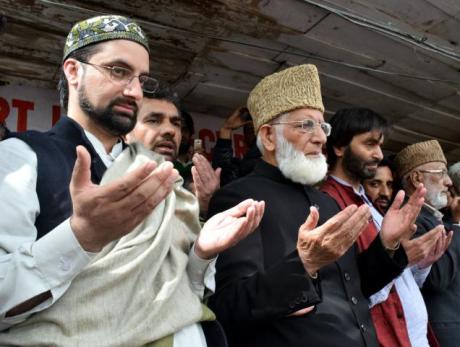 Hurriyat leaders Sayeed Ali Shah Geelani, Mirwaiz Umar Farooq and Mohammad Yasin Malik