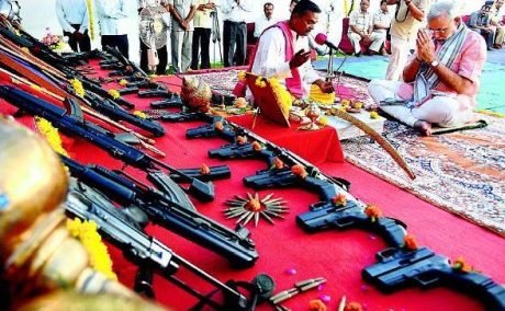 PM Modi doing Ayudha Puja Ayudha Puja in Delhi