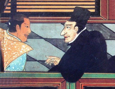 Jesuit missionary with Japanese nobleman circa 1600