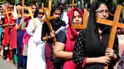 Catholic women in procession in India