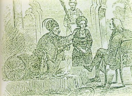 Thuljaji II and little Serfoji II with Lutheran missionary Schwarz