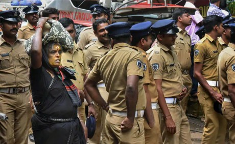 Over-fifty female pilgrim at Sabarimala. Sabarimala Female Pilgrim
