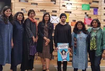 SMASH BRAHMINICAL PATRIARCHY : Twitter CEO Jack Dorsey with Indian feminist Hinduphobes in Mumbai.