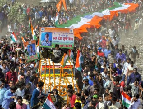 Funeral procession of CRPF Jawan Sanjay Singh in Patna